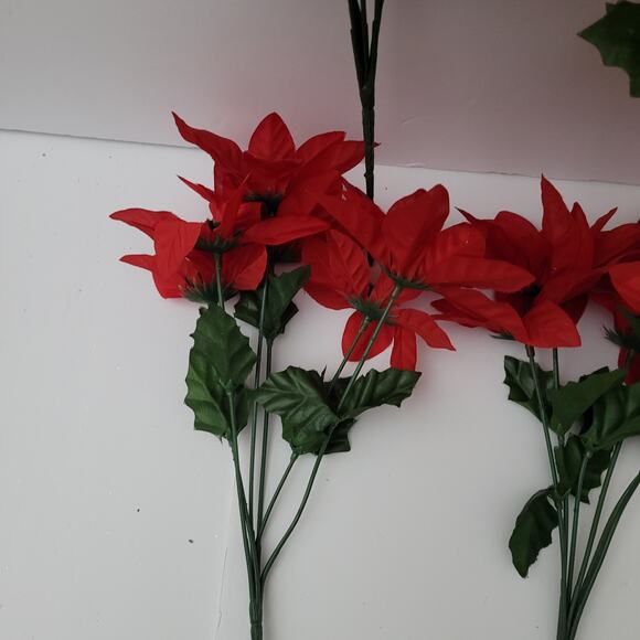 Set of 6 Artificial Red Poinsettia Bushes - Picture 2 of 8